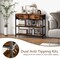 Rustic Brown Console Table with Folding Fabric Drawers and 2 Open Shelves